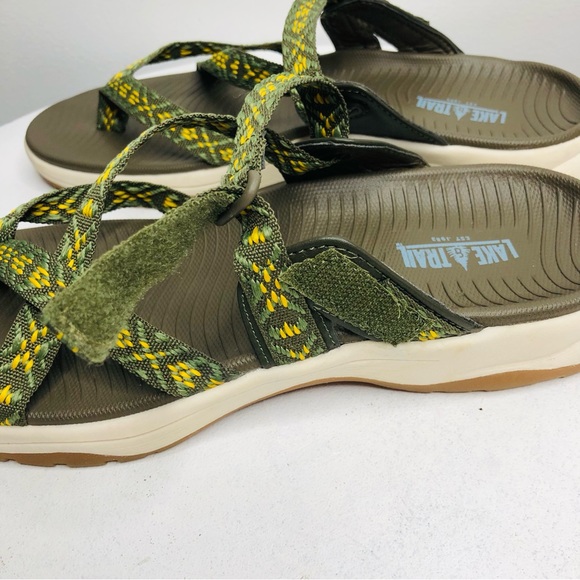 NWOT Lake & Trail Bailey green & yellow slip on sandals SZ 9M  RR1 - Picture 4 of 11